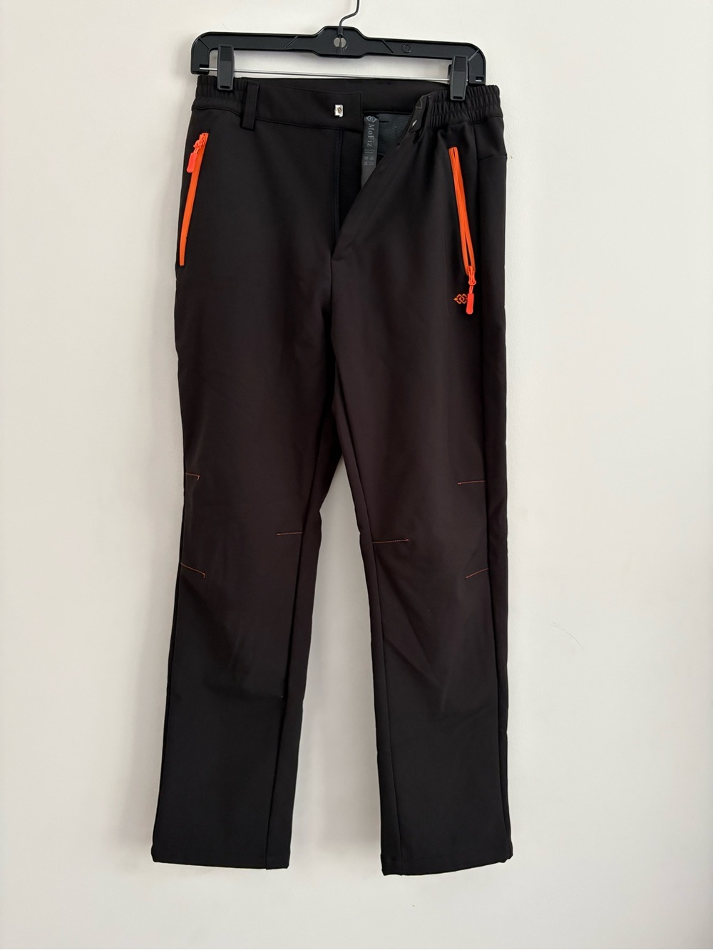 Boy's Black Performance Snow Pants with Orange Zippers